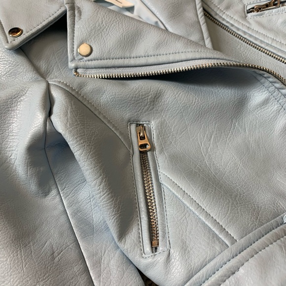 Baby Blue Vegan Moto Jacket Girls sz 5 like new - Picture 5 of 8